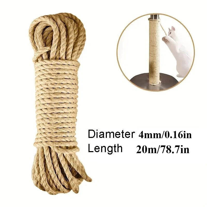 20/50M Natural Sisal Rope Cat Scratcher Rope Tree Scratching DIY Toy Paw Claw Furniture Protector Scratching Post Beauty World Shop