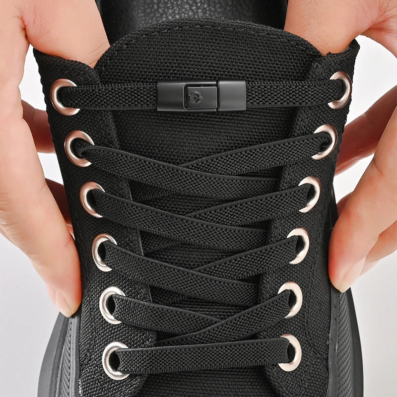 8mm No Tie Shoe Laces Press Lock Shoelaces Without Ties Elastic Laces Sneaker Kids Adult Widened Flat Shoelace for Shoes Beauty Fashion
