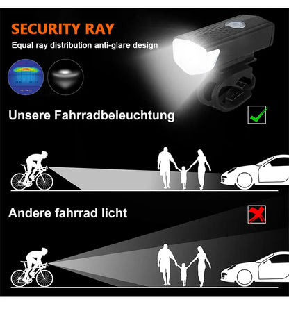 Bicycle Front Rear Light Set LED Rechargeable MTB Bike Head Light Cycling Red Warning Tail Light Accessories for Night Riding Beauty World Shop