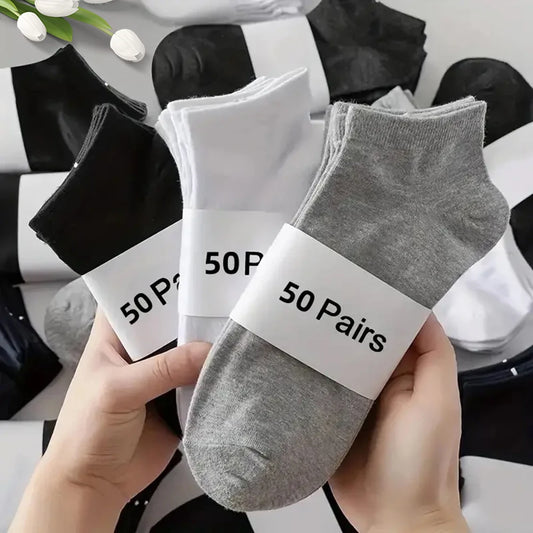 10/20/30/40/50 Pairs Of Breathable Deodorant Men's Low Cut Ankle Socks - Sweat Wicking And Comfortable Summer Wear Beauty World Shop