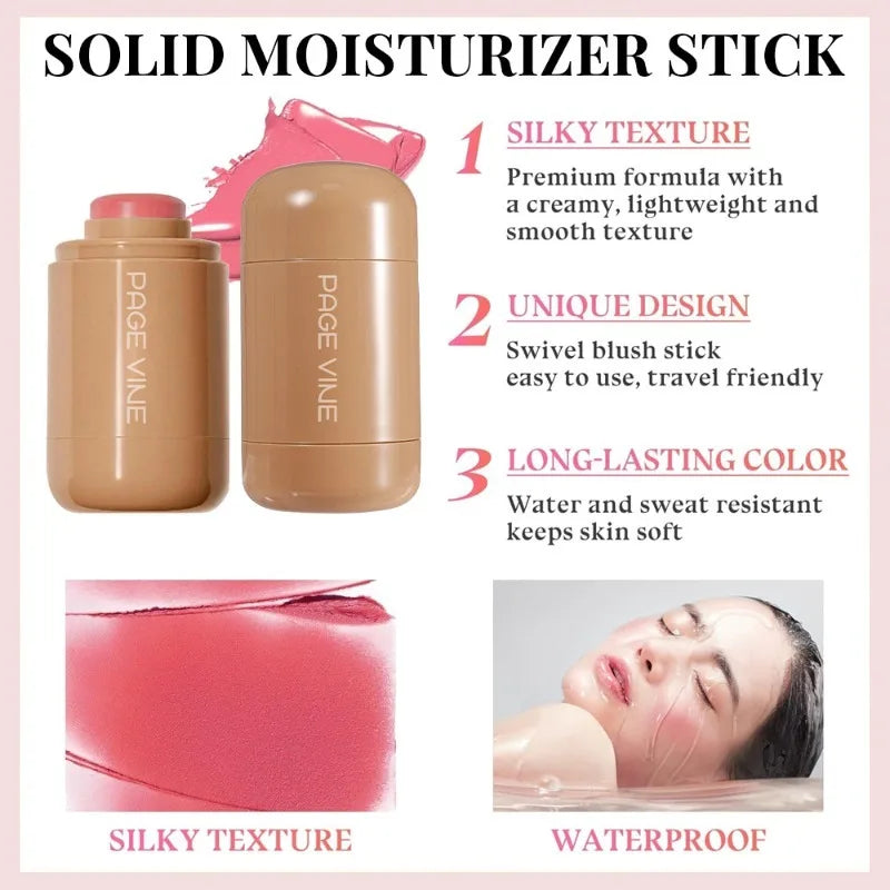 New Blush Stick 3-in-1 Cheek Lip Tinted Moistured Blush Stick Silky Brighten Blush Cream Blusher Cosmetics Tubes Matte Contour Beauty World Shop