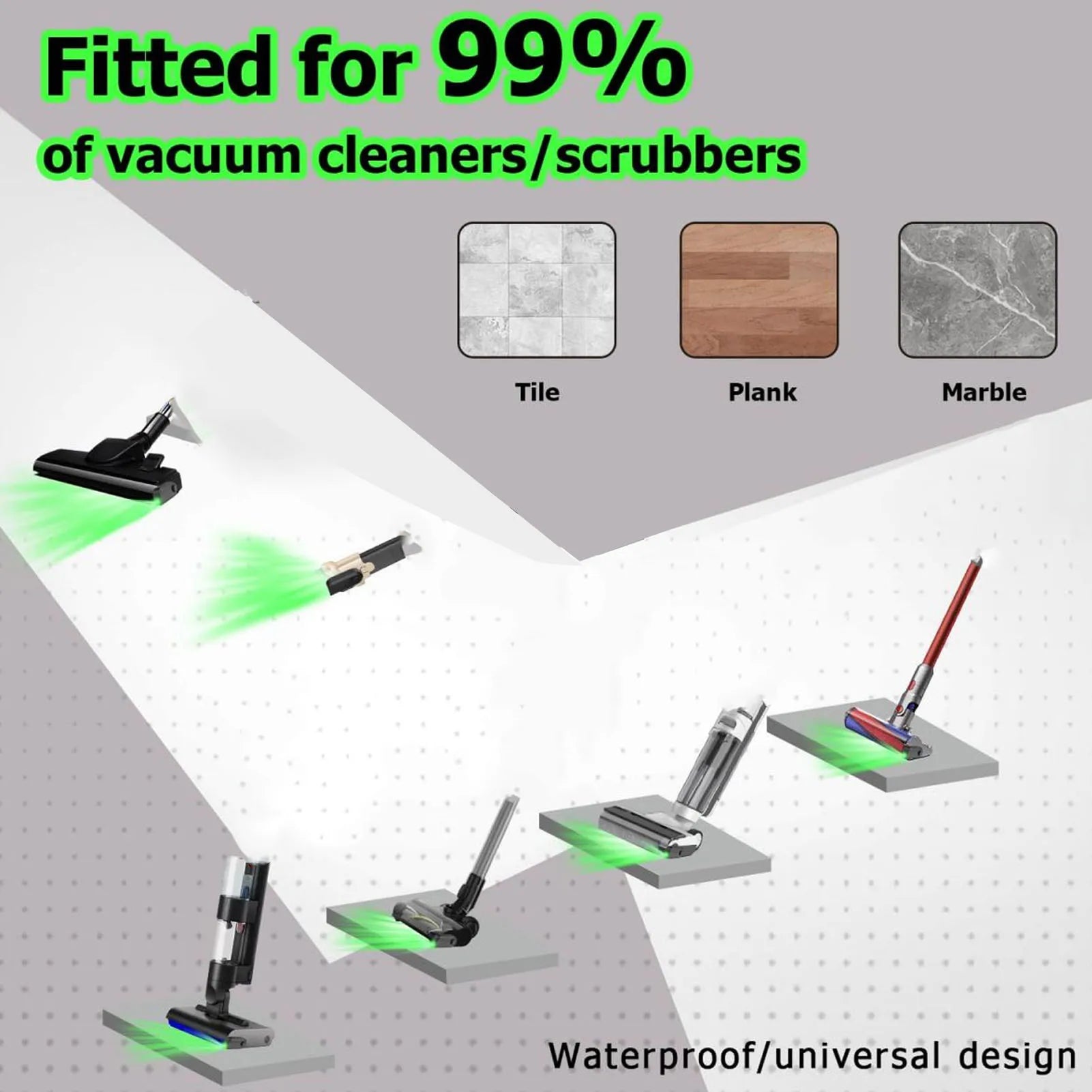 Vacuum Cleaner LED Dust Display Lamp Waterproof Green Laser Light Vacuum Parts Beauty World Shop
