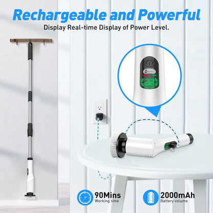 Upgraded electric rotary brush, with a display screen, fully waterproof, and adjustable handle brush head,a home cleaning wonder