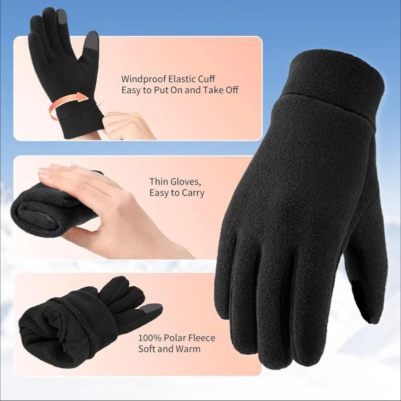 Warm Winter Gloves Polar Fleece Cold Weather Gloves Touch Screen Women and Men Thermal Gloves for Running Hiking Beauty World Shop
