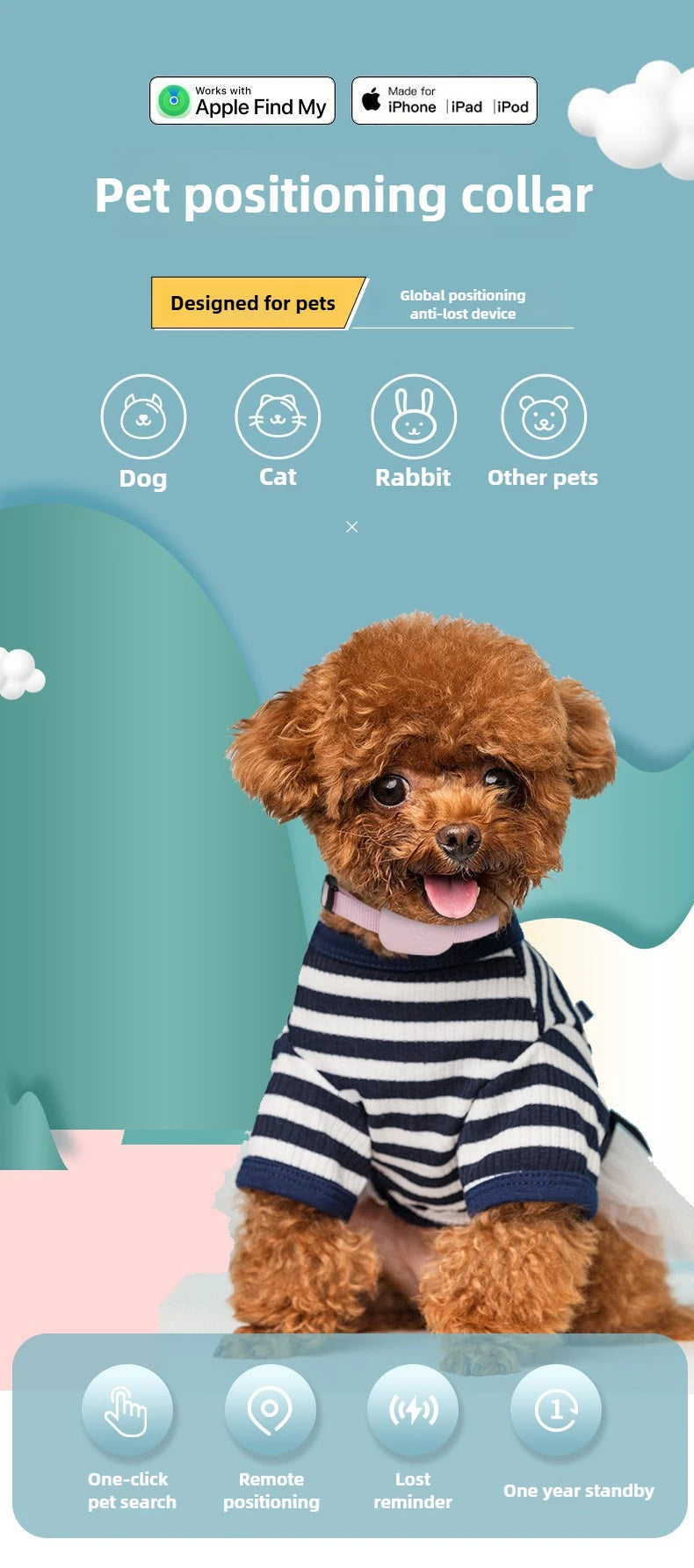 Pet Bluetooth GPS Tracker Dog Mini Tracking Movement Alert Collars Anti Lost Tracker for Cats and Puppies Remote Global Locator Beauty World Shop