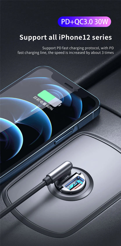 100W/200W QC3.0 PD Mini Car Charger 12-24V Lighter Fast Charging Car USB Type C Charger for Xiaomi Samsung Huawei iPhone Power Beauty World Shop