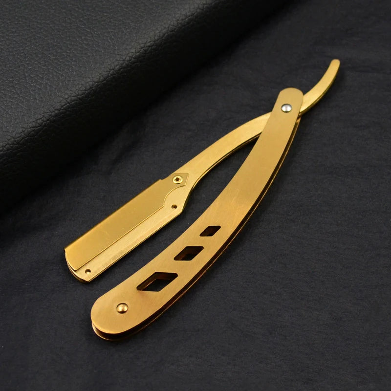 Men Shaving Barber Tools Hair Razor and Blades Antique Black Folding Shaving Knife Unisex Hair Removal (Without Blade) Beauty World Shop