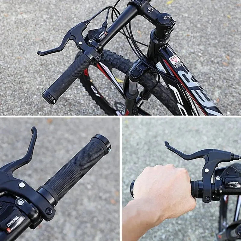 Bicycle Rubber Grips Alloy Lock Non-Slip Rubber Bicycle Handlebar Grips Double Aluminum Lock on Locking Bicycle Handlebar Grips Beauty World Shop