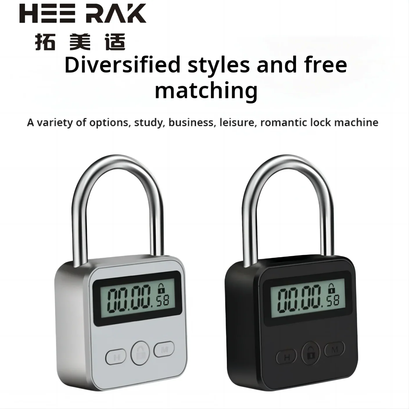 Timer Padlock LCD HD Display Add Backlight Zinc Alloy 99 Hours Max Timing Super Long Standby Anti-addiction Electronic Lock Beauty Trend Shop