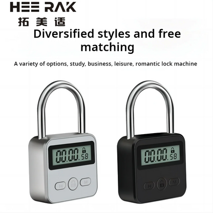 Timer Padlock LCD HD Display Add Backlight Zinc Alloy 99 Hours Max Timing Super Long Standby Anti-addiction Electronic Lock Beauty Trend Shop