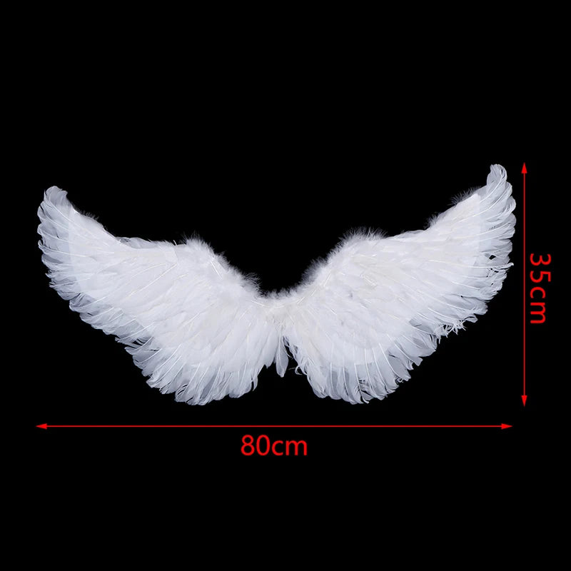 Kids Adult Party Swallow White Angel Feather Wings Halo Magic Wands Cosplay Elastic Straps Wedding Halloween Christmas Birthday Beauty World Shop