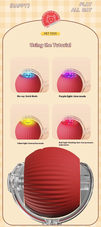 1~2Pcs Cat Interactive Ball Toys Automatic Rolling Ball Faux Tail Rechargeable Smart Pet Electric Toy Cat Training Imitate Mouse