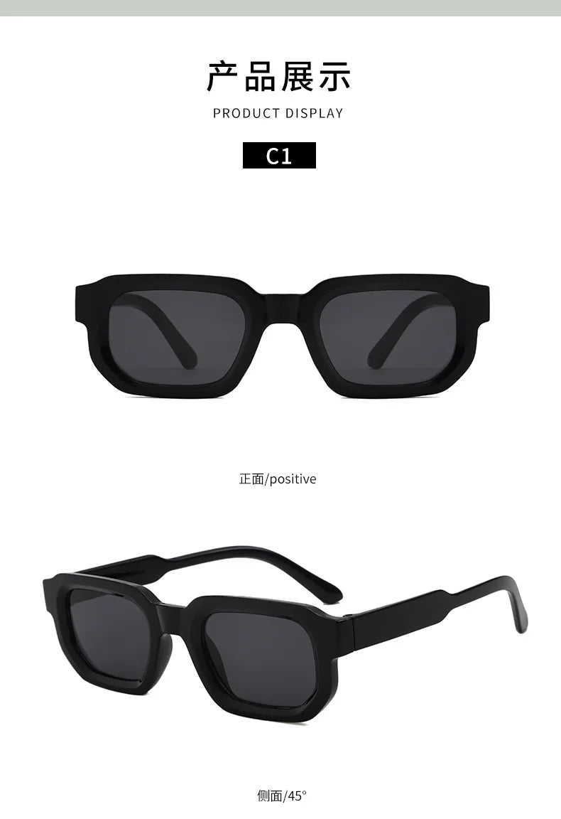 New Retro Rectangular Frame Sunglasses - Fashionable Retro Sunglasses With Uv400 Protection3007 Beauty World Shop