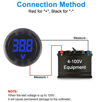 2/4pcs DC 4-100V Car Voltage Gauge LED Digital Display 12V 24V Waterproof Voltmeter Round Voltage Meter Volt Detector Tester Beauty Trend Shop