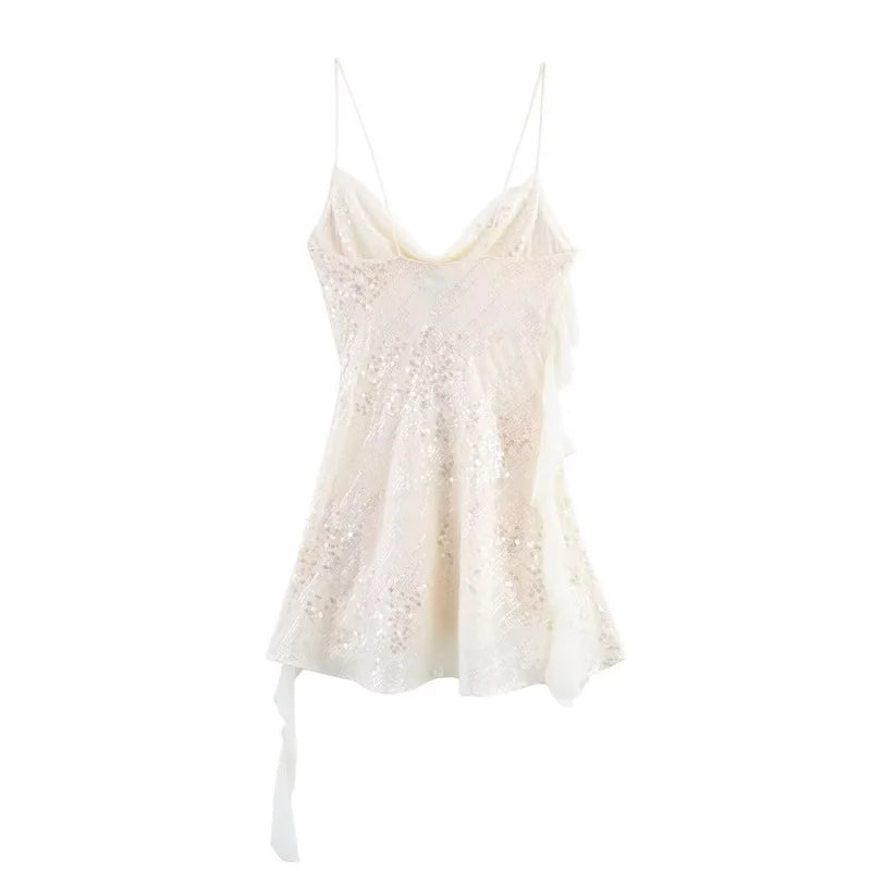 MUJER 2025 Sequin Mini Dress Woman Sexy Slip Party Dresses for Women Summer Backless Women's Dress Straps Beach Short Dresses Beauty World Shop