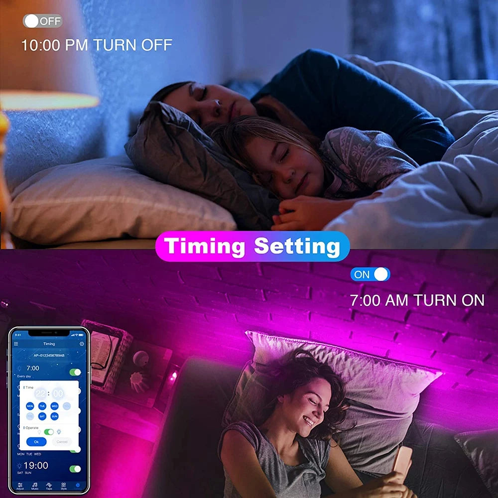Bluetooth LED Strip Lights Smart SMD 5050 APP Remote Control Flexible Ribbon Diode Lamp Tape TV Backlights Game Room Home Decor Beauty Fashion