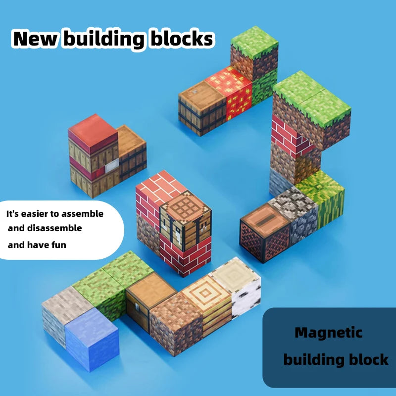 Magnetic Building Blocks Montessori STEM Educational Sensory Toys for Mine World Kids Boys Girls Ages 3+ DIY Magnet Cube Gift Beauty World Shop