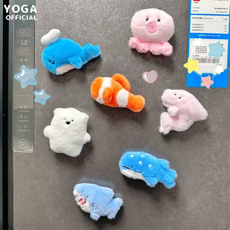 30pcs/box Original Small Aquarium Marine Animal Plush Refrigerator Sticker Blind Box Cute Magnetic Sticker Kawaii Plushies Toy Beauty World Shop