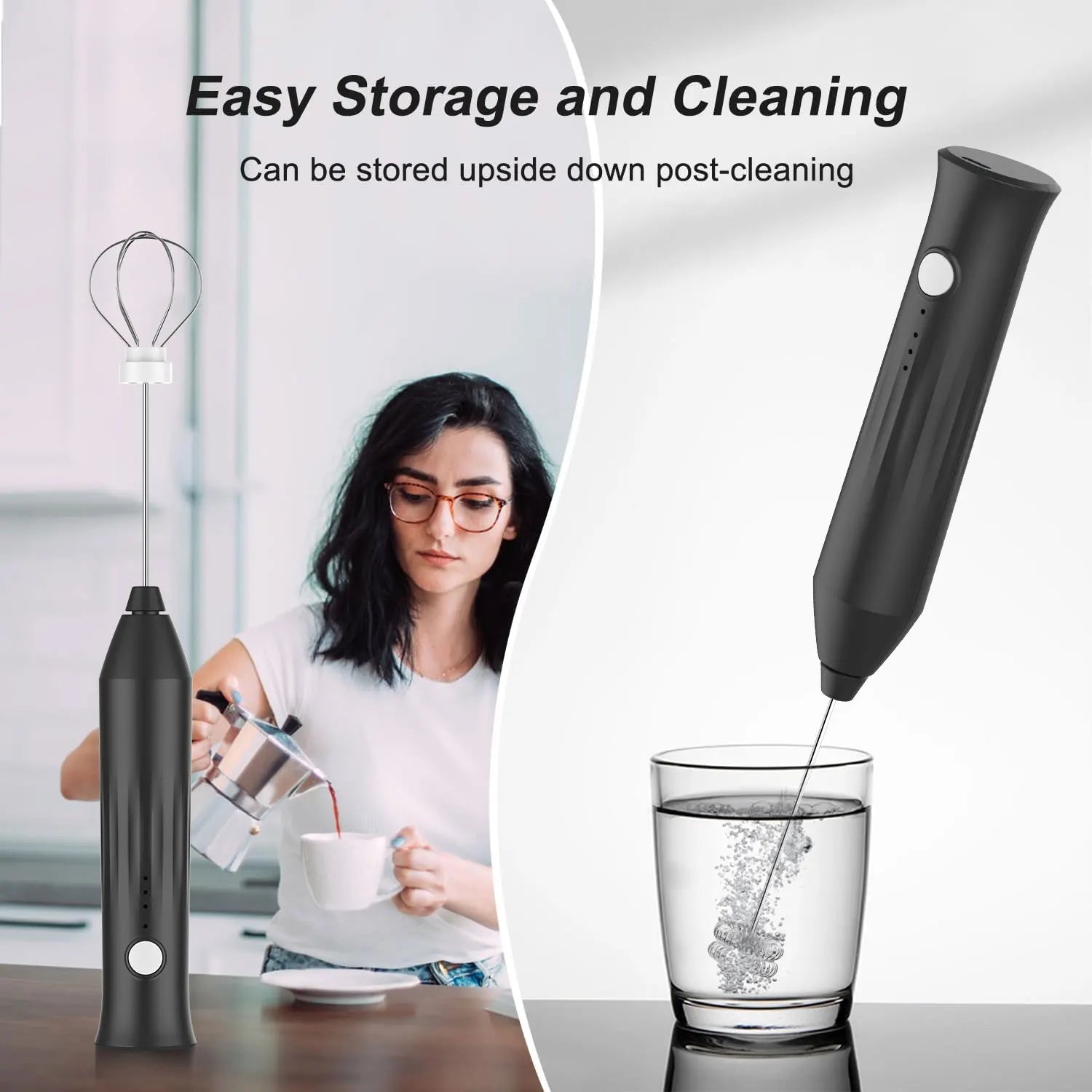 MINI Milk Frother USB Rechargeable 3 Speeds Foam Maker Coffee Whisk Mixer Electric Handle Blender Egg Beater Beauty World Shop