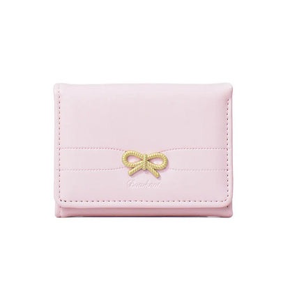 Fashion Wallets Girls Cute Bow Small Wallet Aesthetic Card Holder Classic Three Fold Purse For Women Student Simple Coin Pouch Beauty World Shop