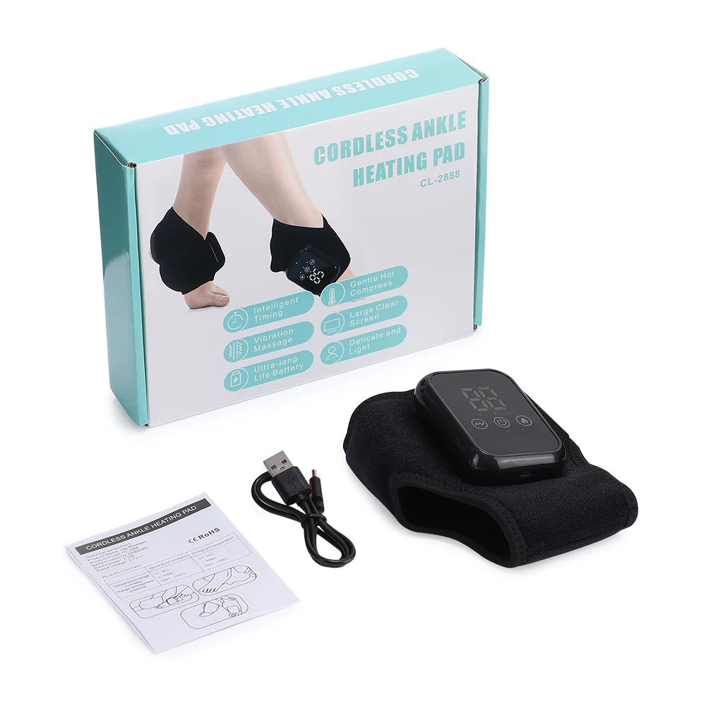 Cordless Heating Ankle Wrist Brace Vibration Massager Electric Hot Compress Massage Ankle Guard Wristband Hand Foot Protector Beauty World Shop