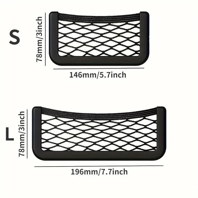 Car Storage Bag Nets Adhesive Auto Seat Organizer Door Side Net Pocket Multifunction 15-20cm Resilient Car Styling Storage Nets Beauty World Shop