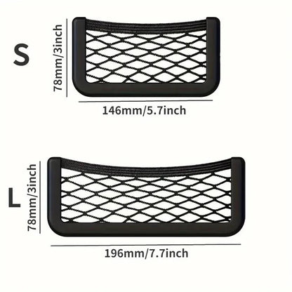 Car Storage Bag Nets Adhesive Auto Seat Organizer Door Side Net Pocket Multifunction 15-20cm Resilient Car Styling Storage Nets Beauty World Shop