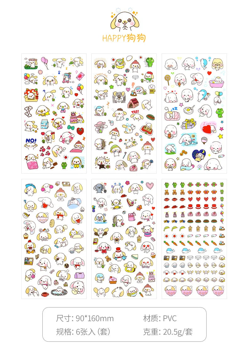 6Pcs/Lot Waterproof Cartoon Transparent Pvc Stickers DIY Hand Account Diary Decorative Stickers Kawaii Phone Cup Stickers Beauty World Shop
