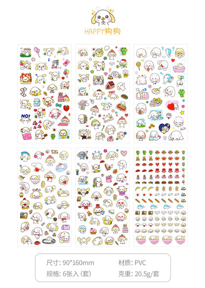 6Pcs/Lot Waterproof Cartoon Transparent Pvc Stickers DIY Hand Account Diary Decorative Stickers Kawaii Phone Cup Stickers Beauty World Shop