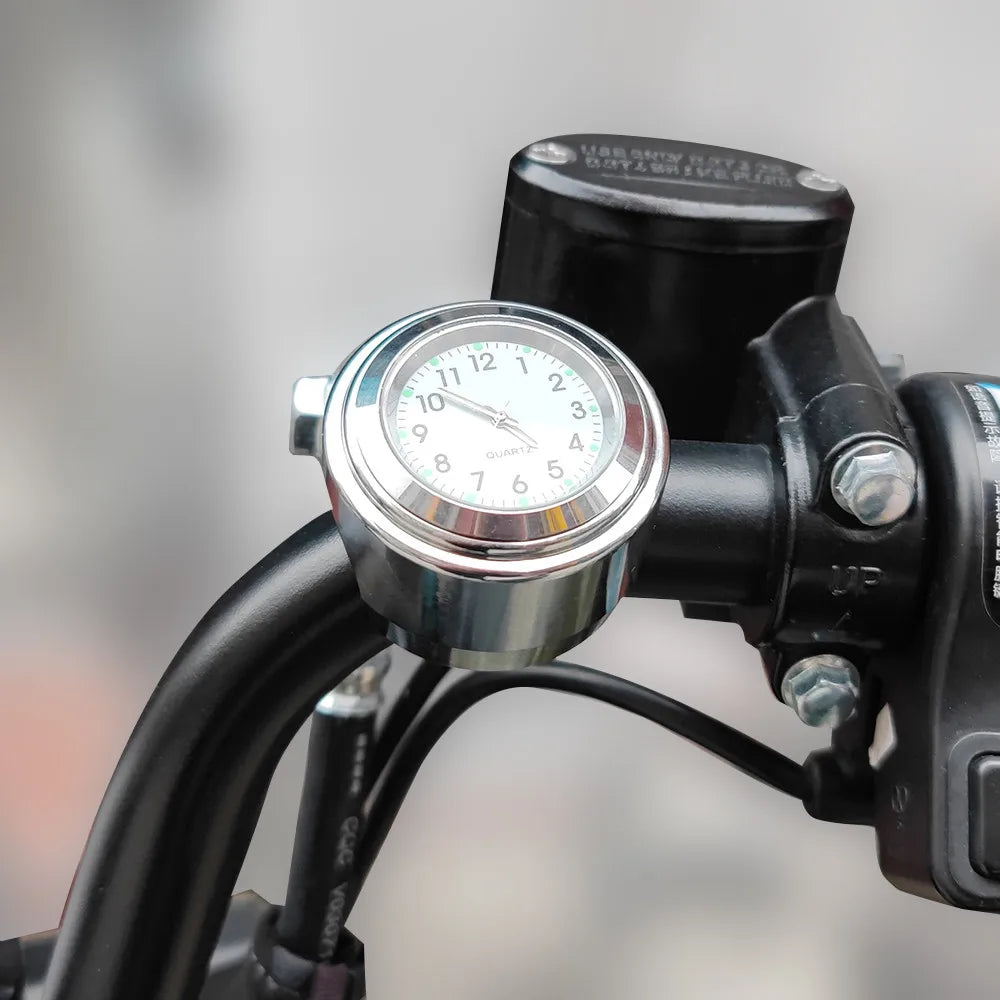 Aluminum Luminous Quartz Watch 22-25mm Motorcycle Scooter Bicycle Handlebar Mount Clock Time Display Clock Moto Accessories Beauty World Shop