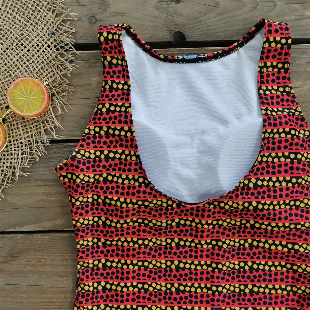 2026 New Printed One-piece Swimsuit Classic Printed Lace Up Swimsuit Women's Push Up Flower One-piece Suit Beach Wear For Female Beauty World Shop