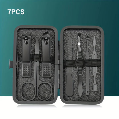 7/10/12/18/20/24PCS Set Professional Manicure Set Kits Stainless Steel Fingernail Toenail Clippers Set with Leather Portable Beauty Fashion
