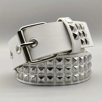 Fashion New Square Bead Rivet Belt Metal Pyramid Belt Men and Women Punk Hardware Jeans Belt Y2K Belt Designer Belt Women's Belt Beauty World Shop