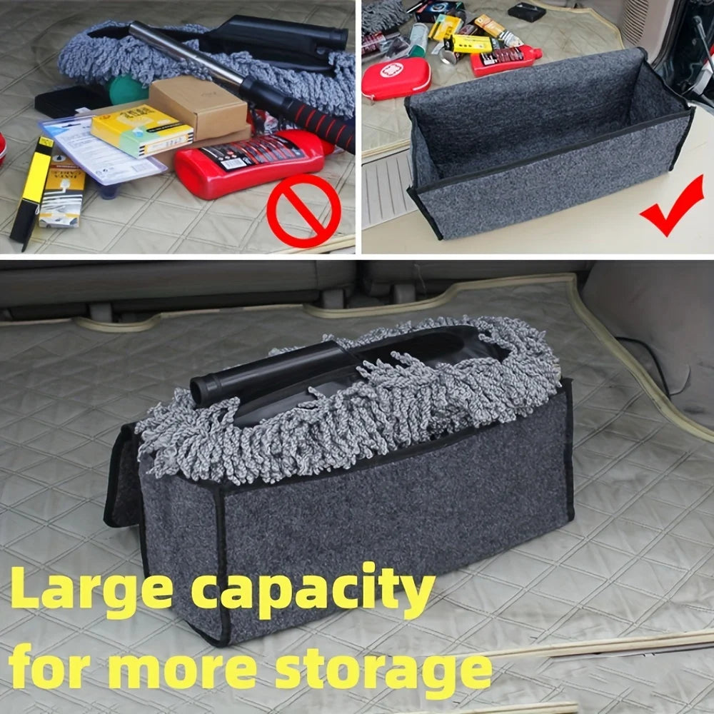 Gray Anti Slip Compartment Boot Storage Organizer Tool Car Storage Bag Car Trunk Organizer Soft Felt Storage Box Car Accessories Beauty World Shop