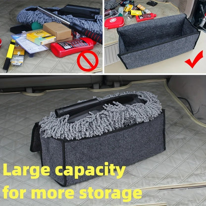Gray Anti Slip Compartment Boot Storage Organizer Tool Car Storage Bag Car Trunk Organizer Soft Felt Storage Box Car Accessories Beauty World Shop