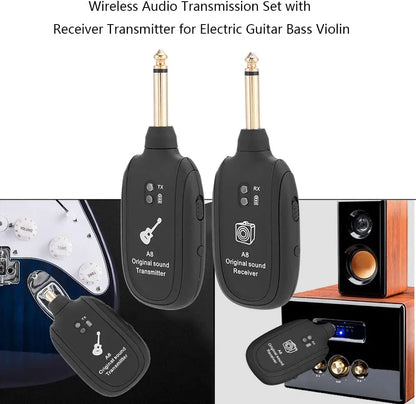 A8 Guitar Wireless System - Built-in Rechargeable Transmitter & Receiver for Electric Guitar/Bass Beauty World Shop