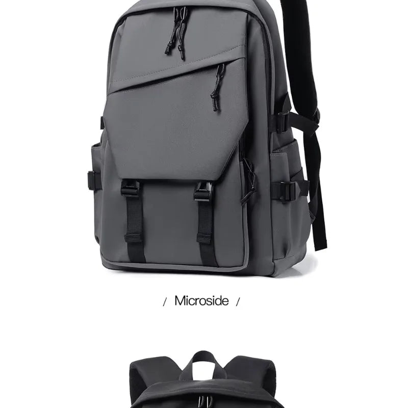 One 15 Inch Polyester Waterproof Solid Color Simple Men's Backpack Fashion Couple Student Computer Backpack Beauty World Shop