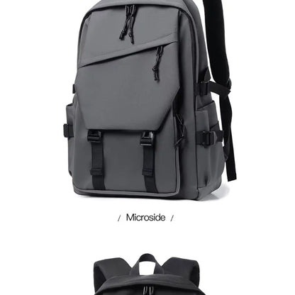 One 15 Inch Polyester Waterproof Solid Color Simple Men's Backpack Fashion Couple Student Computer Backpack Beauty World Shop