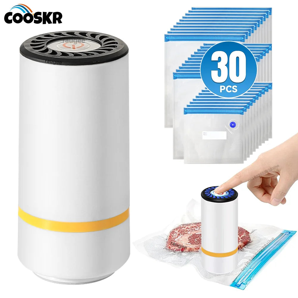 Vacuum Sealer Pump Electric Air Pump Rechargeable Automatic Sealing Machine with Reusable Vacuum Sealer Bags Food Packaging Bag Beauty World Shop
