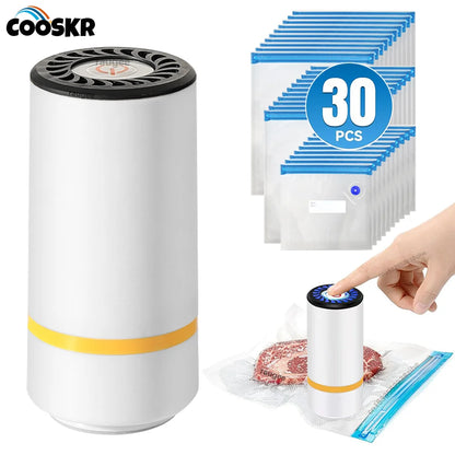 Vacuum Sealer Pump Electric Air Pump Rechargeable Automatic Sealing Machine with Reusable Vacuum Sealer Bags Food Packaging Bag Beauty World Shop