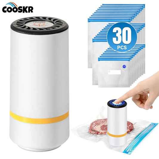 Vacuum Sealer Pump Electric Air Pump Rechargeable Automatic Sealing Machine with Reusable Vacuum Sealer Bags Food Packaging Bag Beauty World Shop