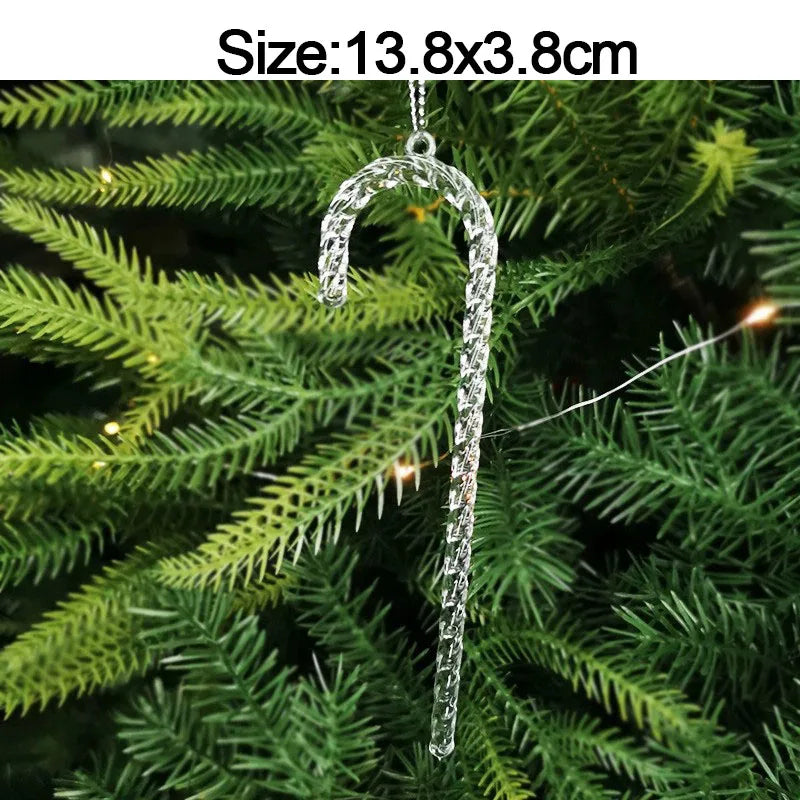 5pcs Christmas Home Decorations Crystal Acrylic Ornaments Snowflake Elk Xmas Tree Hanging Pendants Navidad 2025 New Year Gift Beauty World Shop