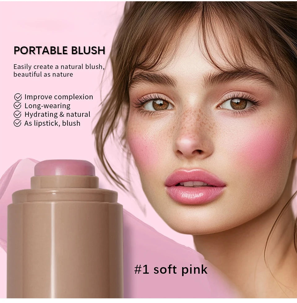 3-in-1Blush Stick Lasting Brightens Facial Cheek Stick Moisturizing Flash Lip Gloss Makeup Lip Gloss Face Rouge Beauty World Shop