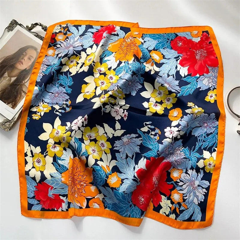 Luxury Print imitation Silk Square Scarf Women Spring Neck Tie Shawl Wraps Female Hair Hand Wrist Headkercheif Hijab Bandana Beauty World Shop