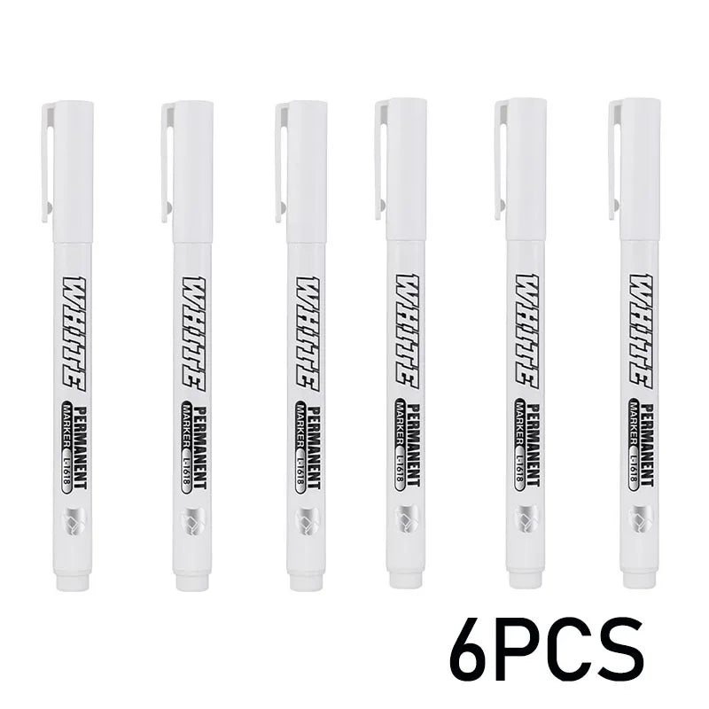 New 1/2/3PCS Waterproof Metal Marker Permanent White Paint Pen Washing Art Painting Graffiti Pens Fabric Wood Leather Marker1MM Beauty World Shop