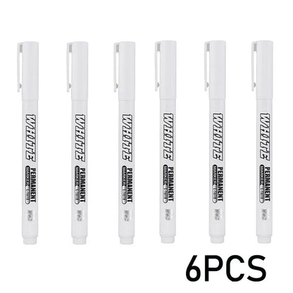 New 1/2/3PCS Waterproof Metal Marker Permanent White Paint Pen Washing Art Painting Graffiti Pens Fabric Wood Leather Marker1MM Beauty World Shop