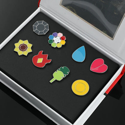 Pokemon Gym Badges Kanto Johto Hoenn Sinnoh Unova Kalos League Region Orange Islands Pins Brooches Box Set Pocket Monster Beauty World Shop