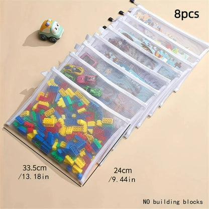 8pcs Zipper Mesh Bags, 3 Sizes, Zipper Mesh Bags, Waterproof Clear Travel Bags, Office Supplies Document Bags With Zipper Beauty World Shop