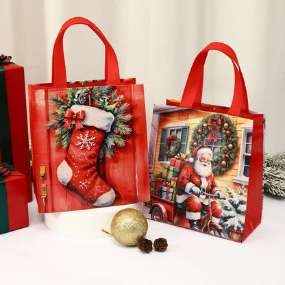 4pcs Christmas Gift Bags Santa Claus Snowman Non-Woven Christmas Tote Bag with Handles Christmas Decorations For Home 2025 Gifts Beauty World Shop