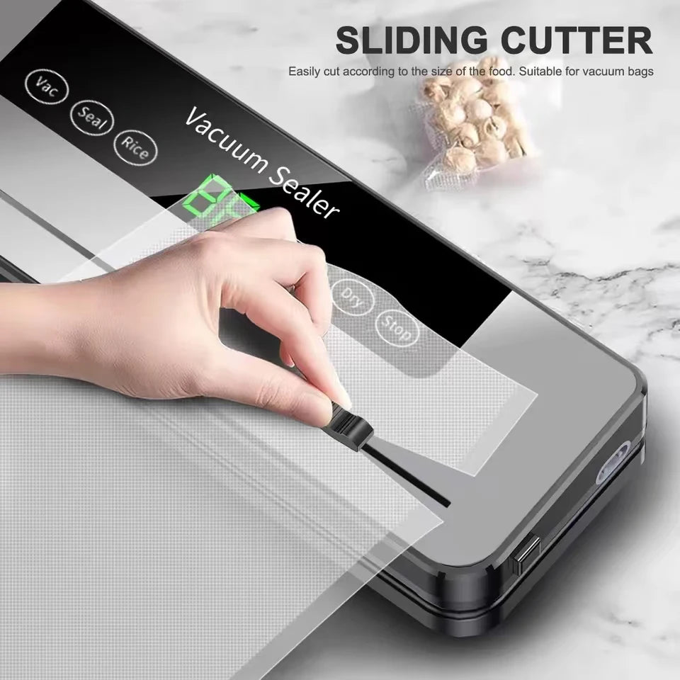 Electric Vacuum Sealer Food Storage Seal Touch Button Dry/Wet Built-in Cutter Kitchen Food Sealing Vacuum Packaging Machine Beauty World Shop